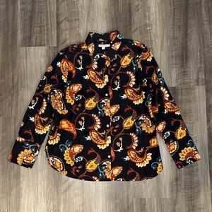 Chico’s No Iron Paisley Stretch Long Sleeve Button Down - 2 (12/Large)